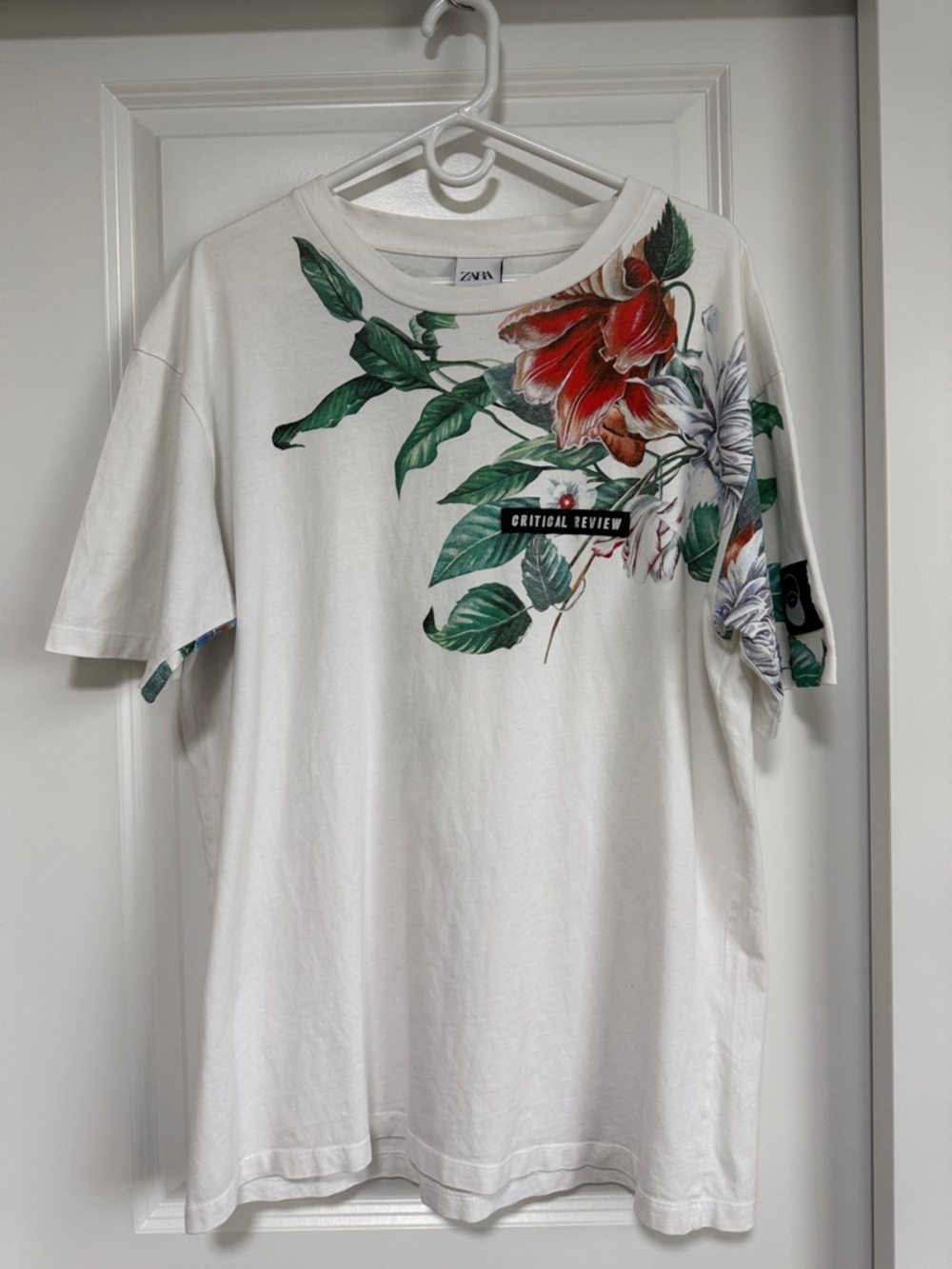 Zara White Shirt Summer Short Sleeve TShirt Floral Print